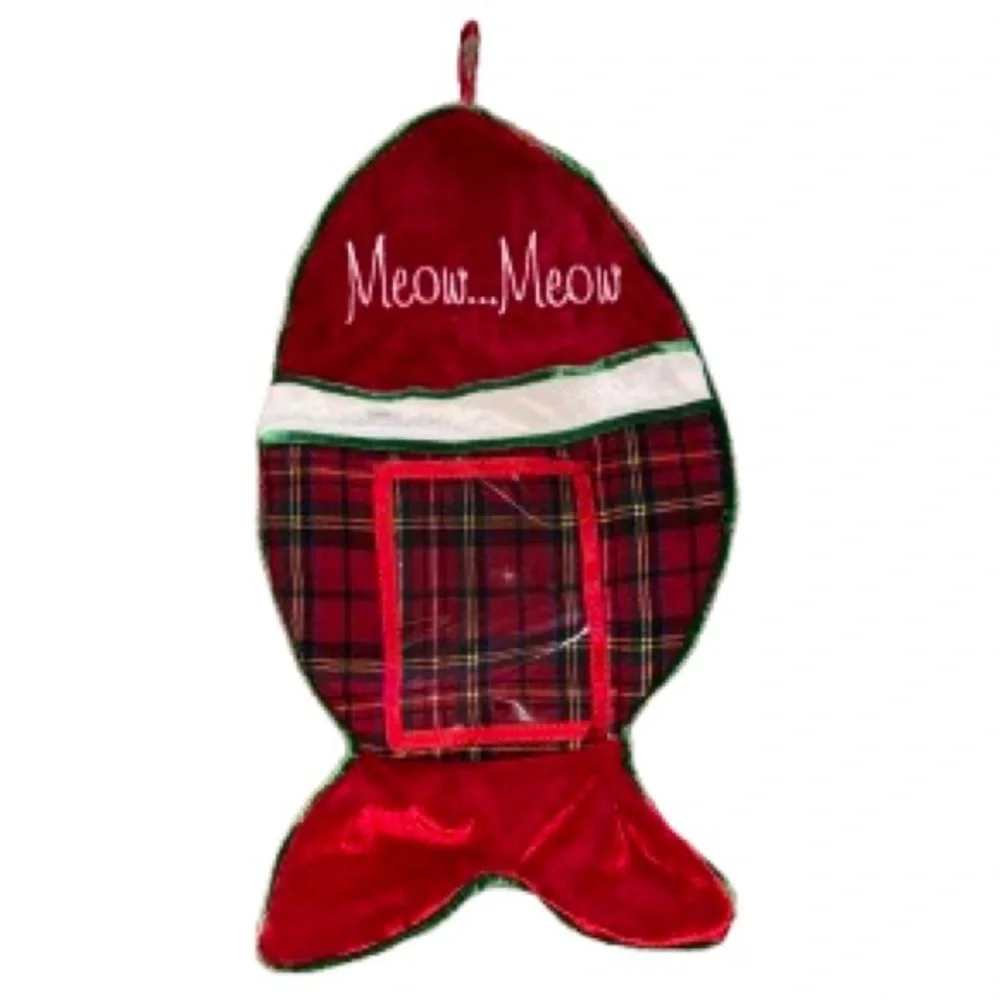 Dan Dee Collectors Choice Red Plaid Meow Cat Stocking
